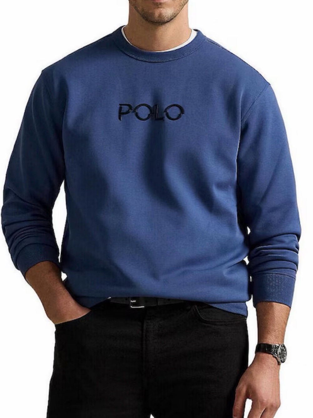 Polo by Ralph Lauren Men's Crewneck Sweatshirt in Navy Blue with Black Logo